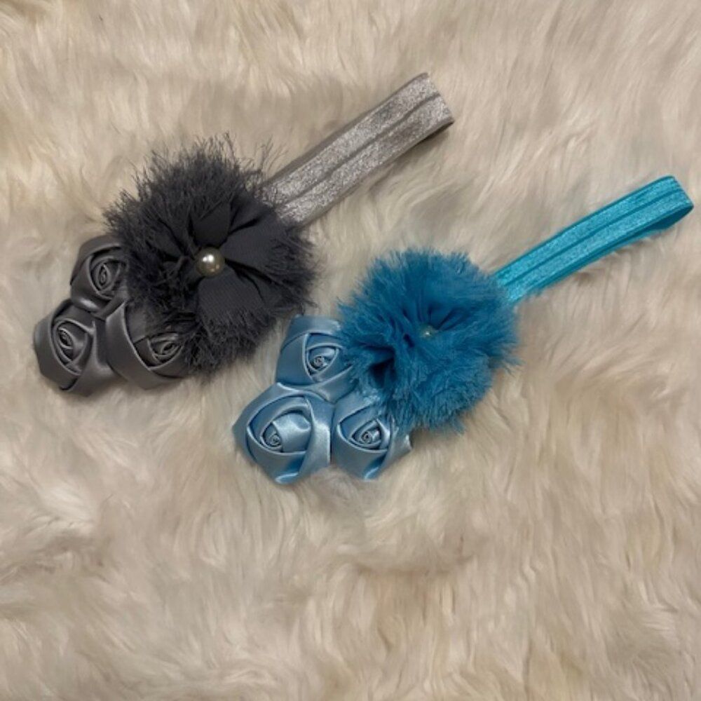 Bundle of (2) Deluxe Flowers on FOE Headband  HB8283  Handmade NWT Boutique